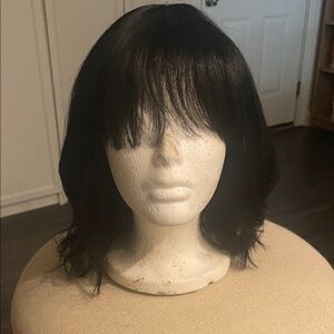 Sleek Black Women's Wig with Bangs